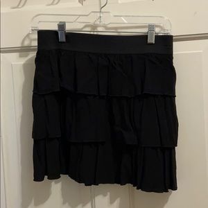 black ruffled skirt
